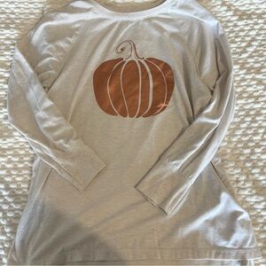 State of Mind Cream Long Sleeve Tee with Pumpkin Design
